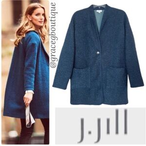 J. Jill Teddy Coat Soft Plush Bouclé Dress Casual Jacket Teal Blue Size X Small